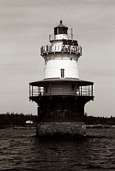 Goose Rocks Light Off Vinalhaven Island in Maine - Sepia